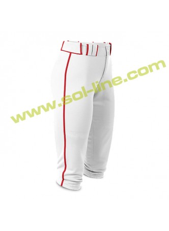 Softball Pipe Plus White Pant With Red Piping